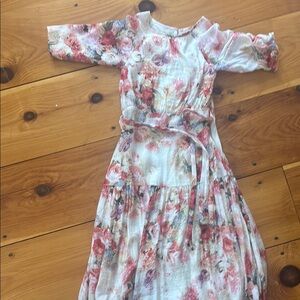 Joyfolie Dress - Pink and White floral maxi